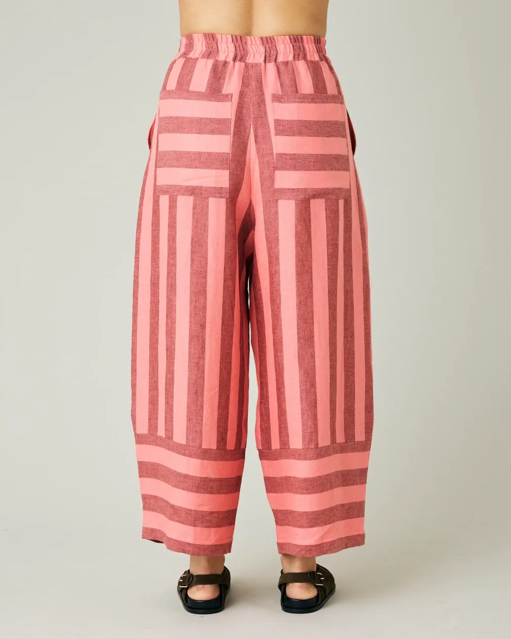 BLUSH STRIPE LINEN TROUSERS