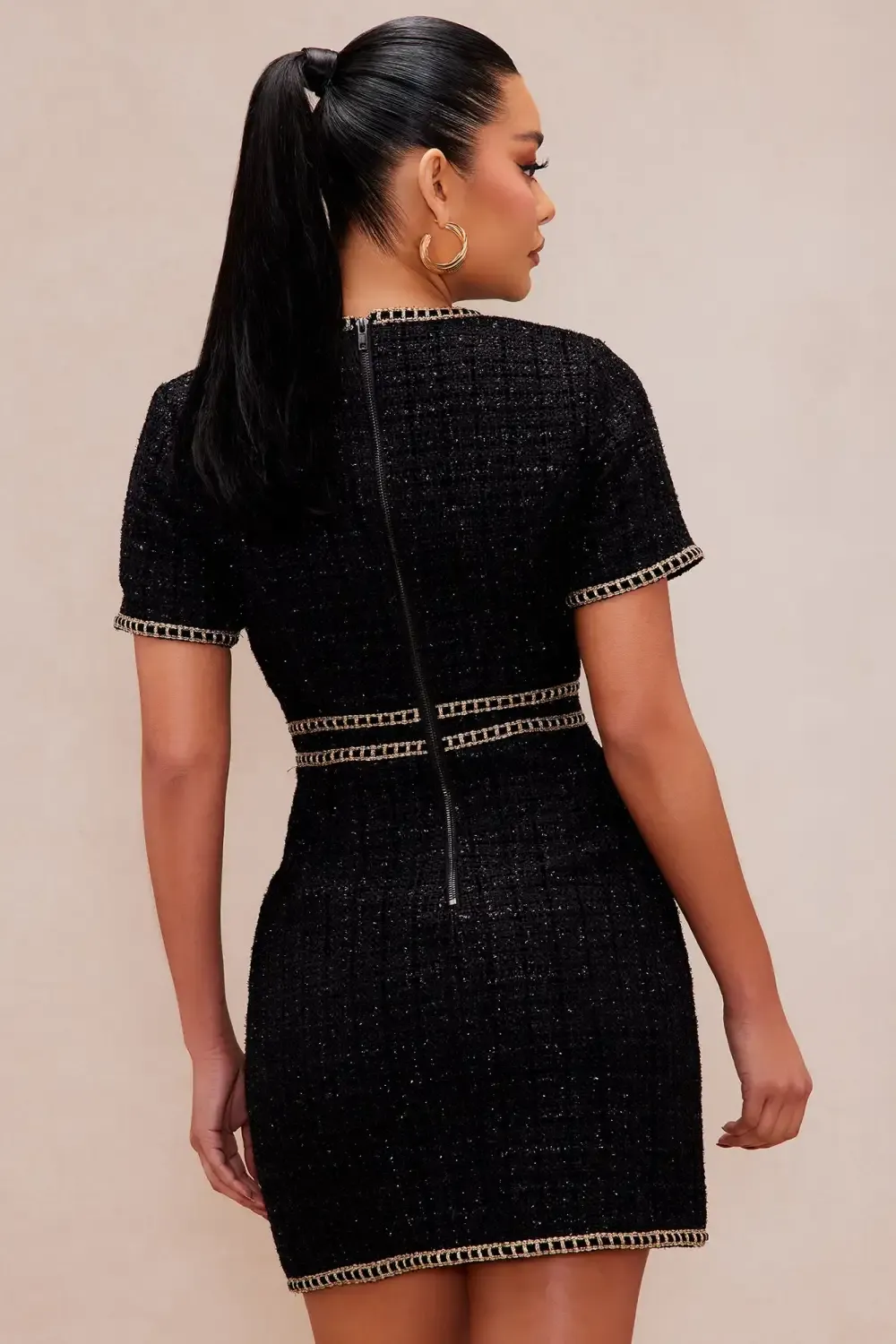 Genesis Tweed Mini Dress - Black/combo
