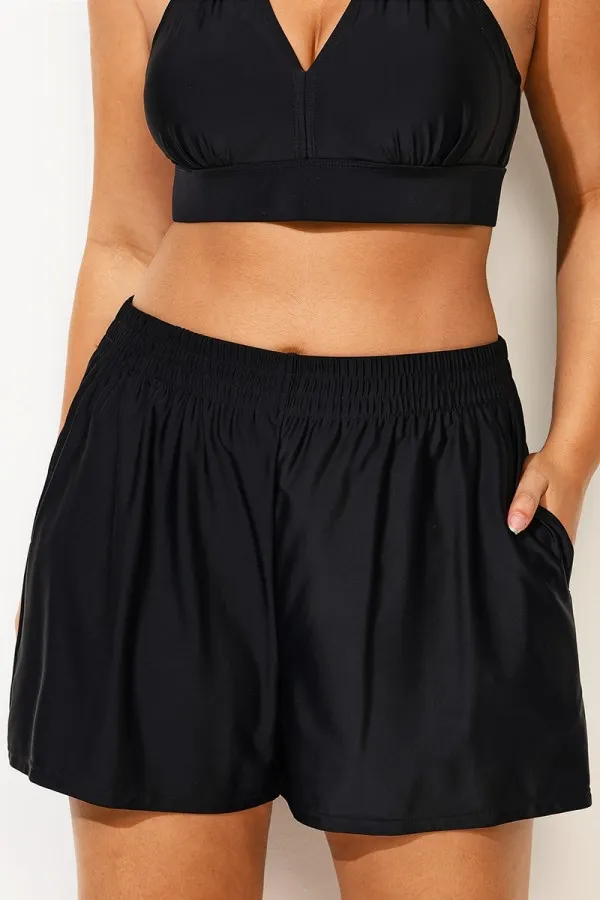 Black High Waist Sun Breeze Gauze Short