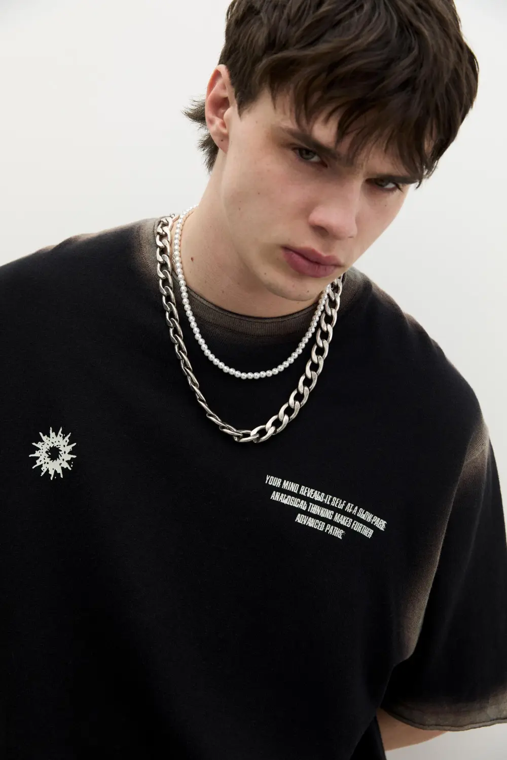 Knit T-shirt with faded edges