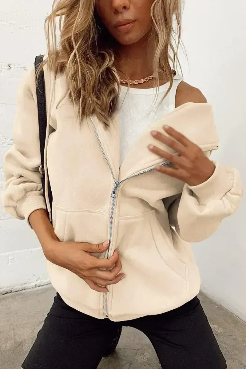 Women's Cute Hoodies Teen Girl Fall Jacket Oversized Sweatshirts Casual Drawstring Zip Up Y2K Hoodie with Pocket