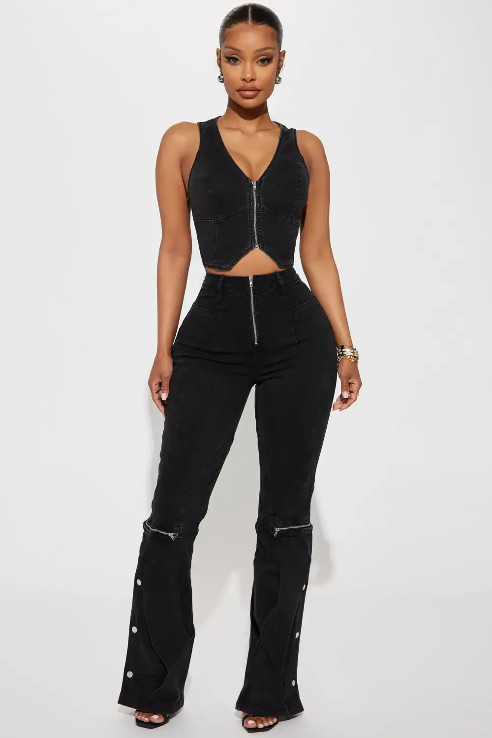 Paloma Stretch Wide Leg Jeans - Black Wash
