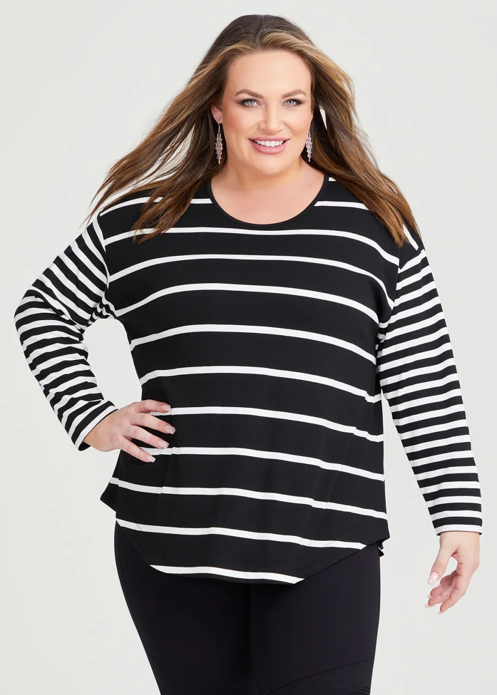 Bamboo Ponte Mix Stripe Top