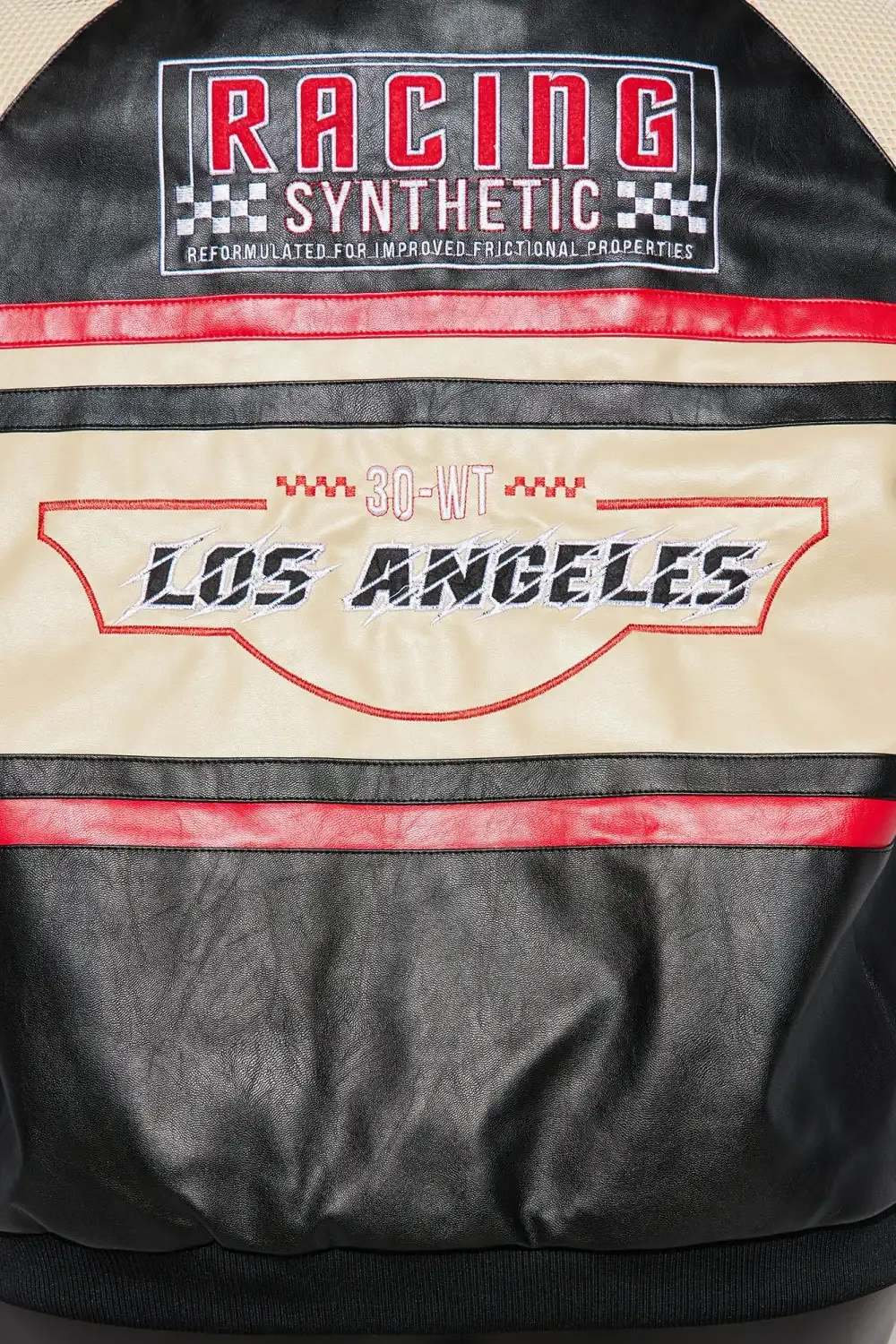 New York Streets Faux Leather Bomber Jacket - Black/combo