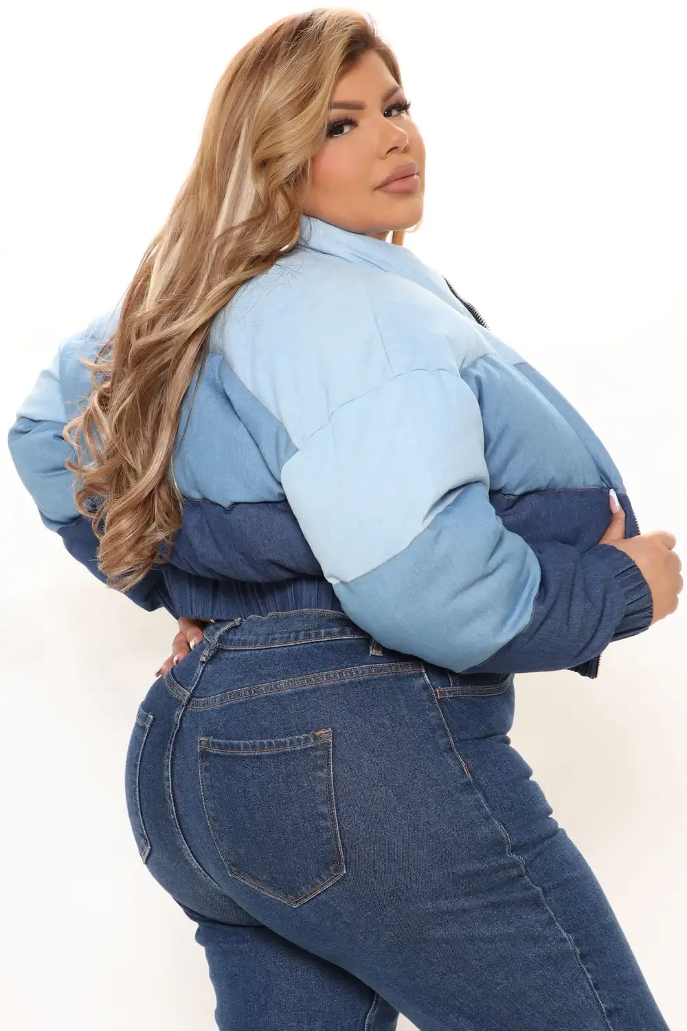 Stay In Your Lane Puffer Jacket - Blue/combo