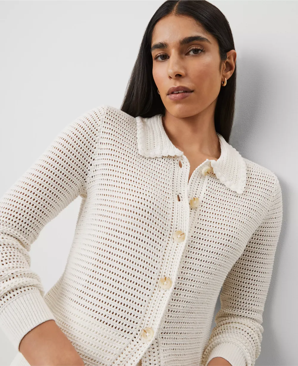 Crochet-Collar Cardigan