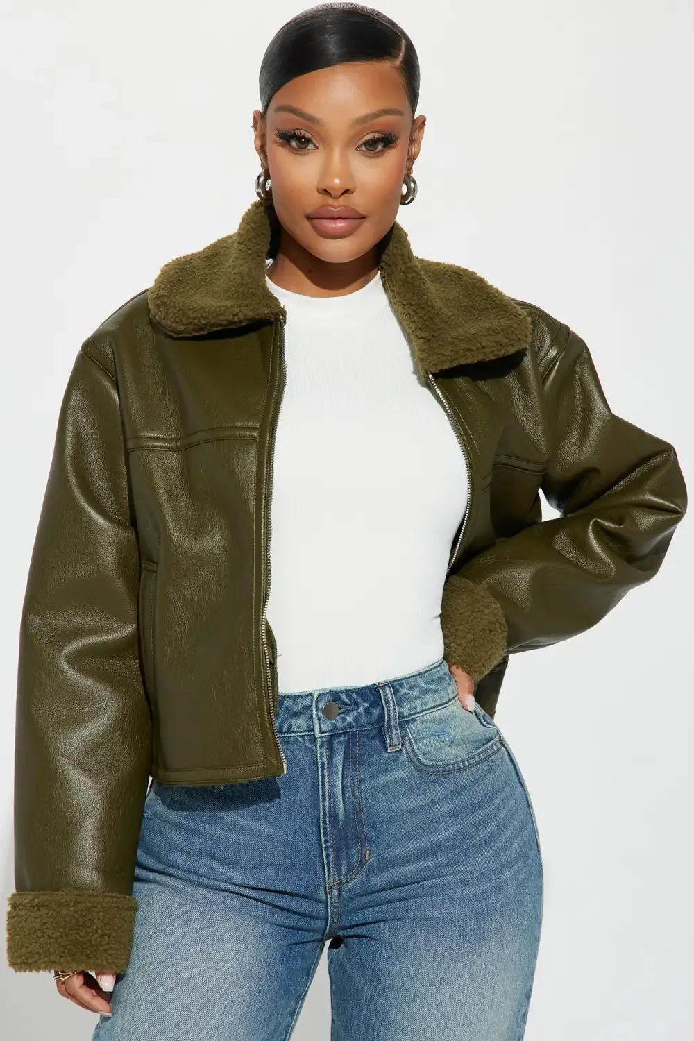 Downtown Girl Bomber Jacket - Olive