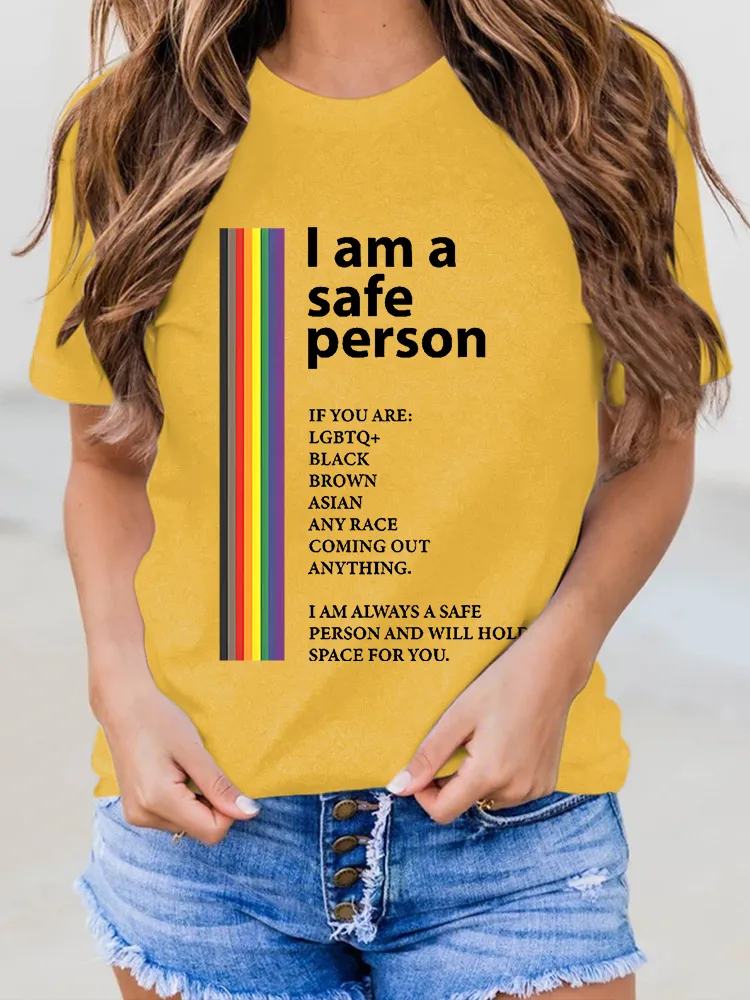 Women'S I Am A Safe Person Round-Neck Short-Sleeved T-Shirt