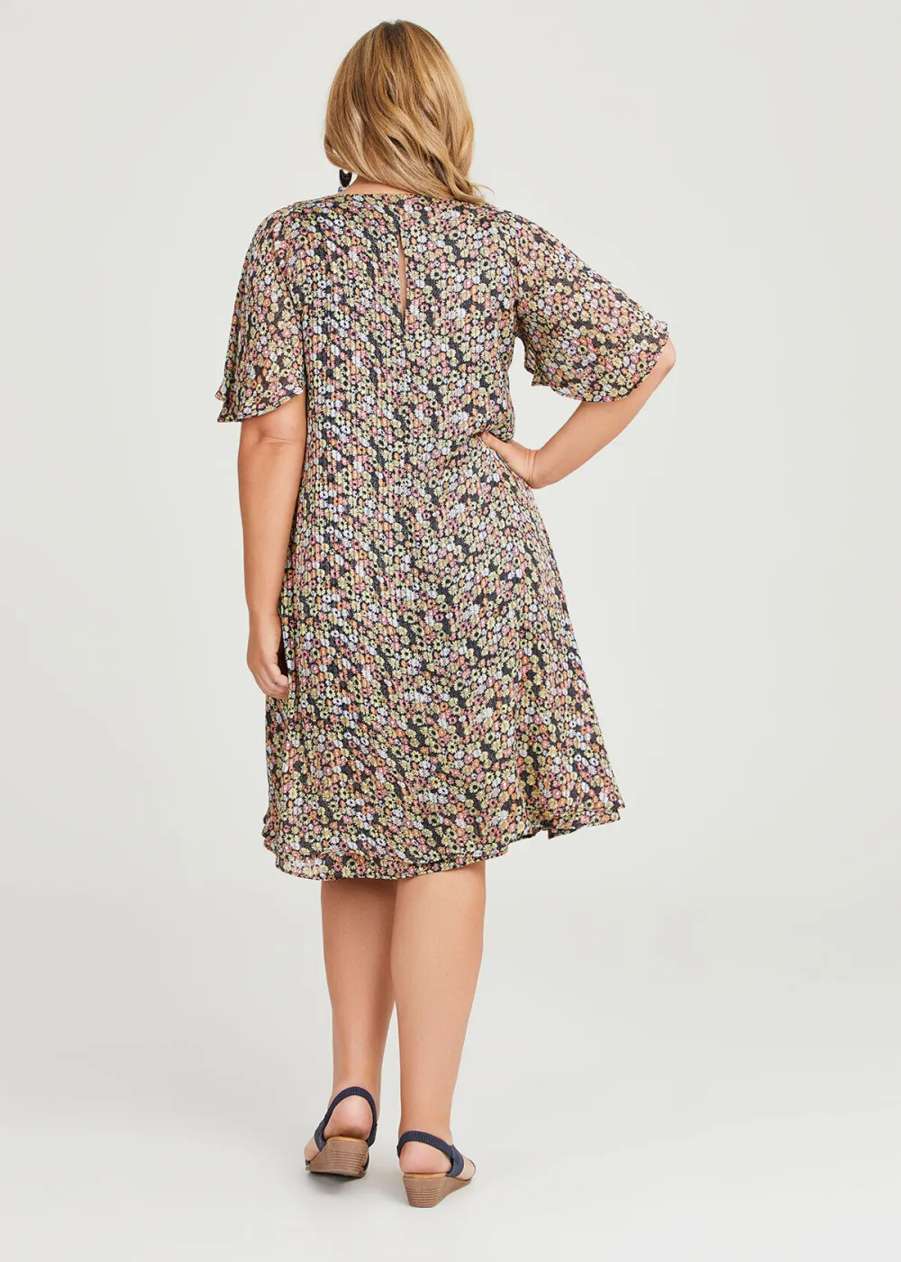 Ruffle Sleeve Overlay Dress