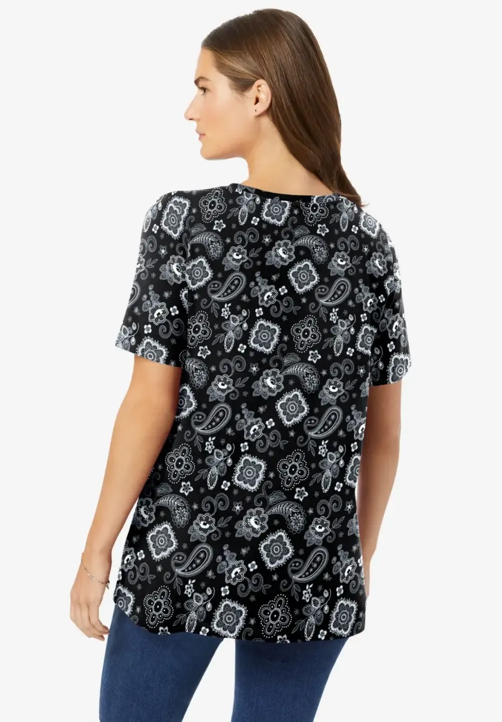 Perfect Printed Short-Sleeve Crewneck Tee