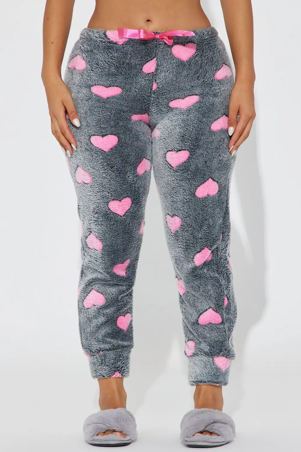 My Heart Is Yours Plush PJ Joggers - Black/Pink