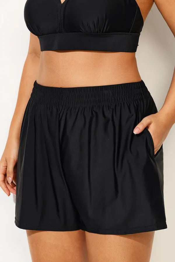 Black High Waist Sun Breeze Gauze Short