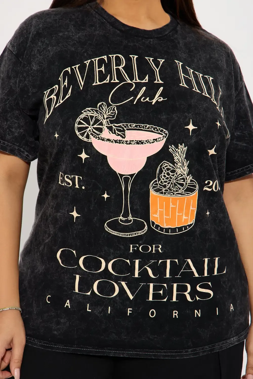 Beverly Hills Cocktail Lovers Washed Tee - Black