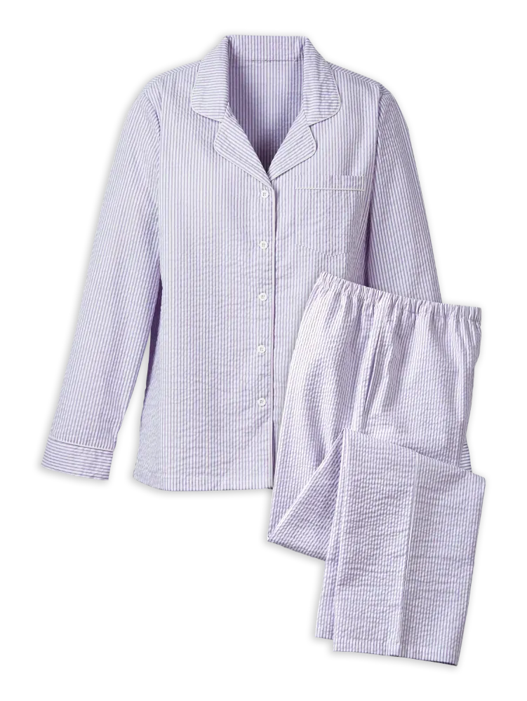 Women's Classic Seersucker Long Pajama Set