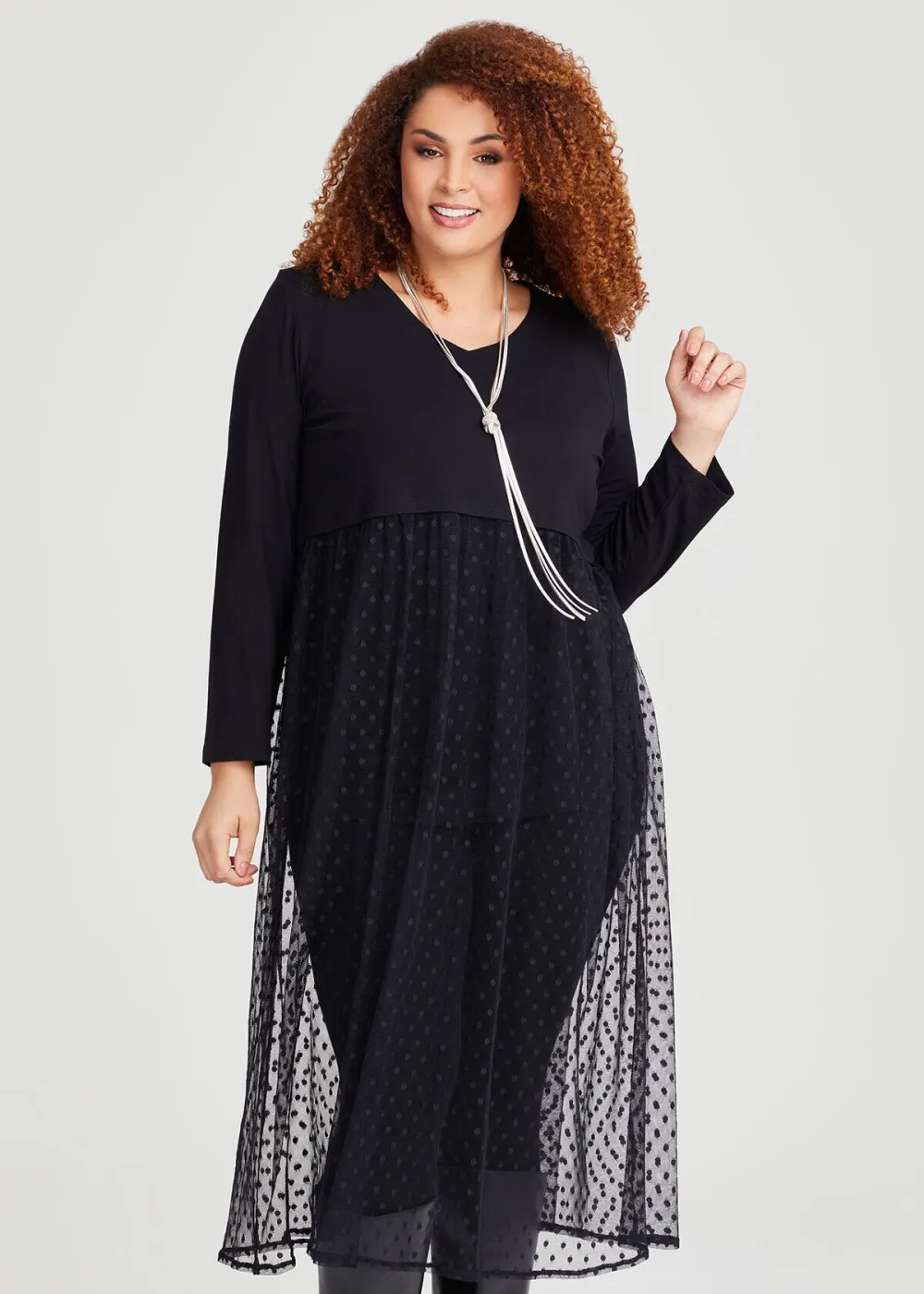 Texture Play Mesh Dress