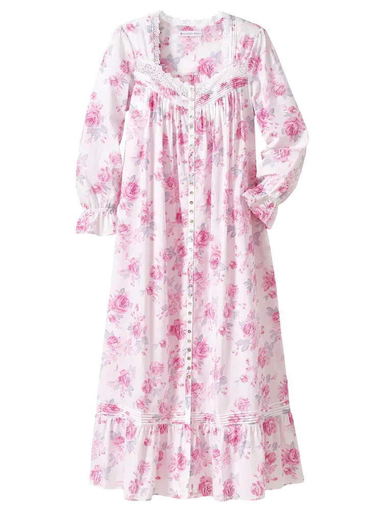 Eileen West Pink Roses Cotton Lawn Robe