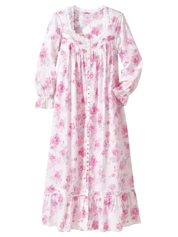 Eileen West Pink Roses Cotton Lawn Robe