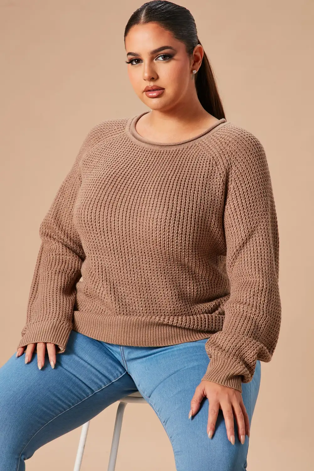 Ariana Waffle Sweater - Khaki