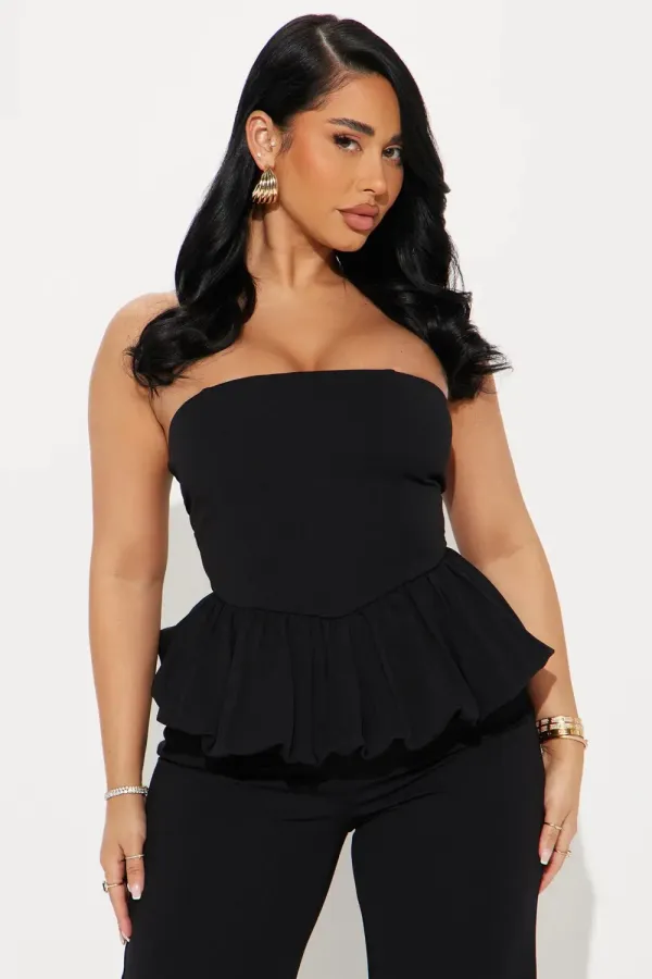 Dream Life Peplum Jumpsuit - Black
