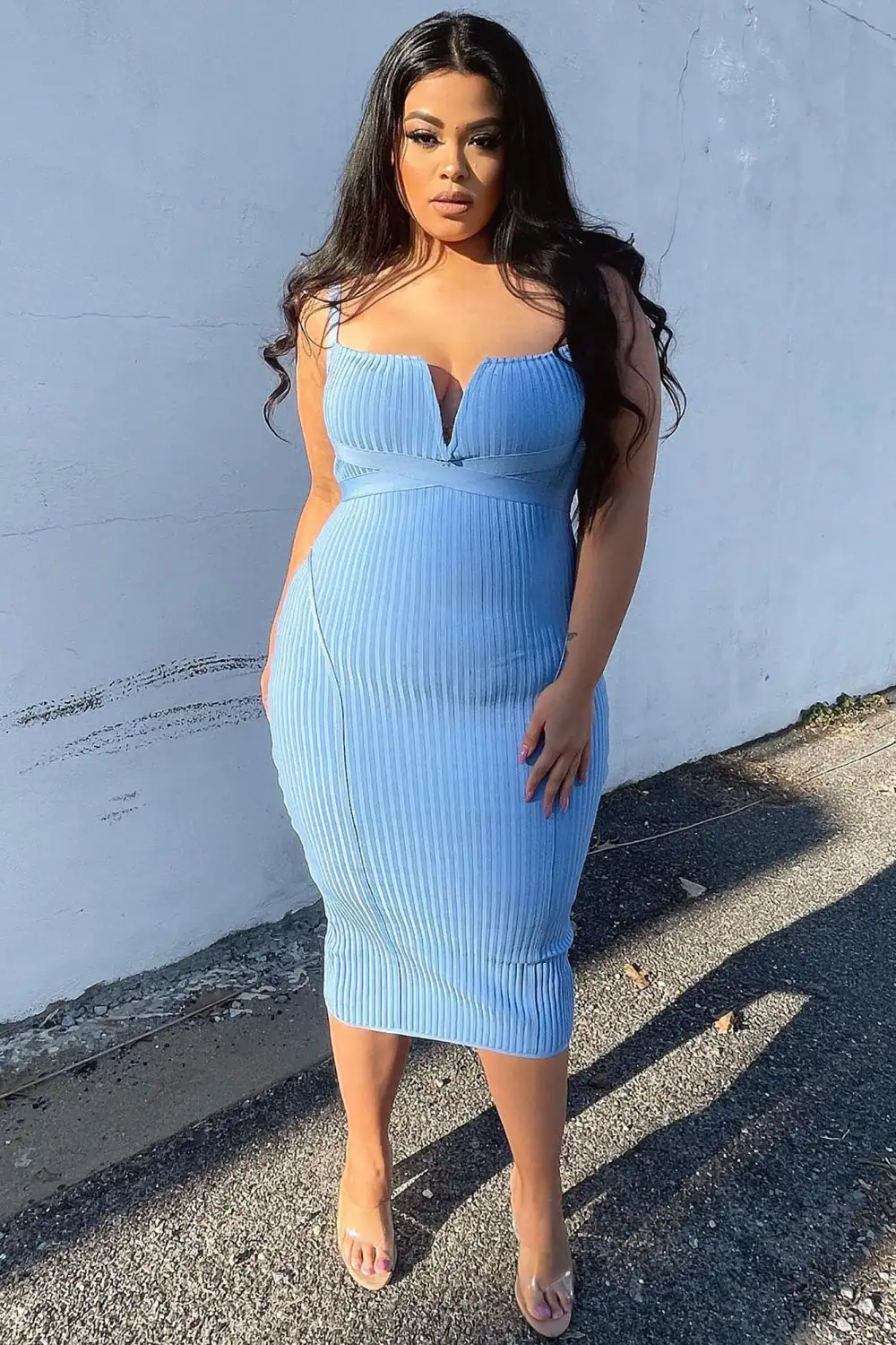Misty Bandage Midi Dress - Blue