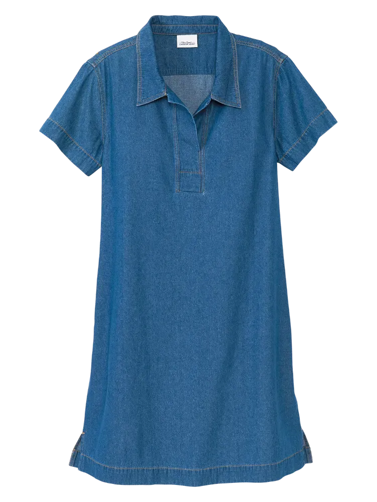 Casual Denim Short-Sleeve Popover Dress