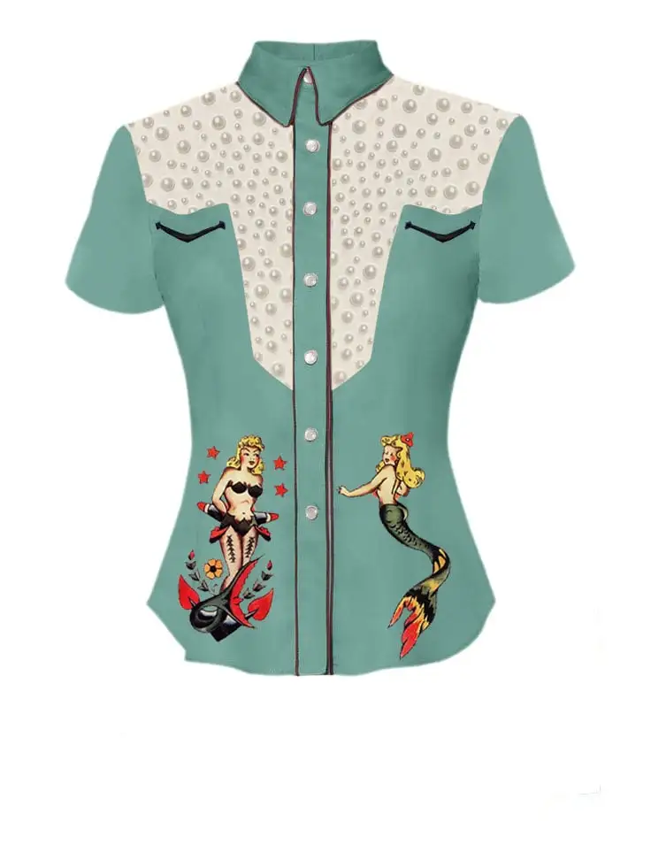 Women's Sea Mermaids Elements Western Shirt