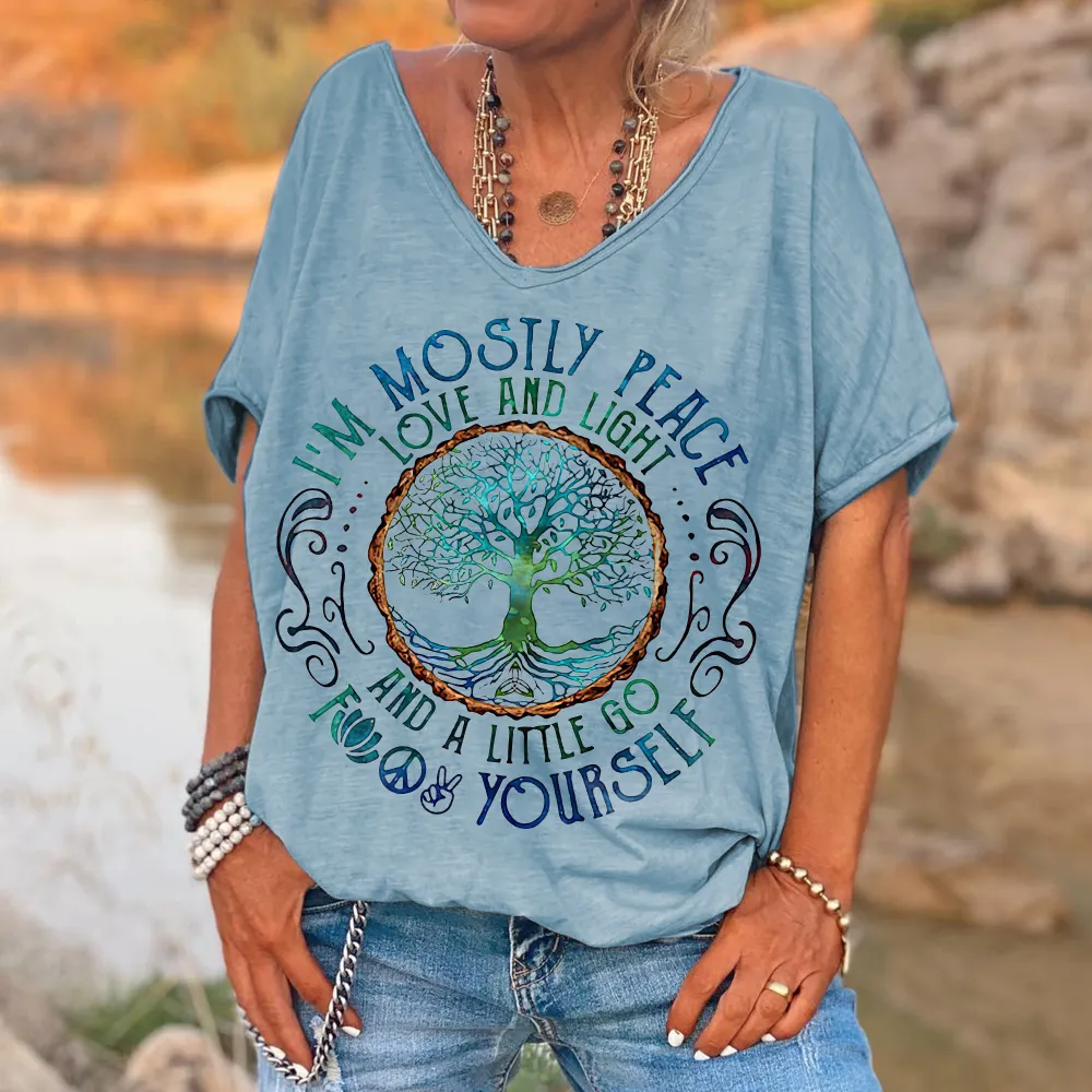I'm Mostly Peace Love And Light Printed Women's T-shirt