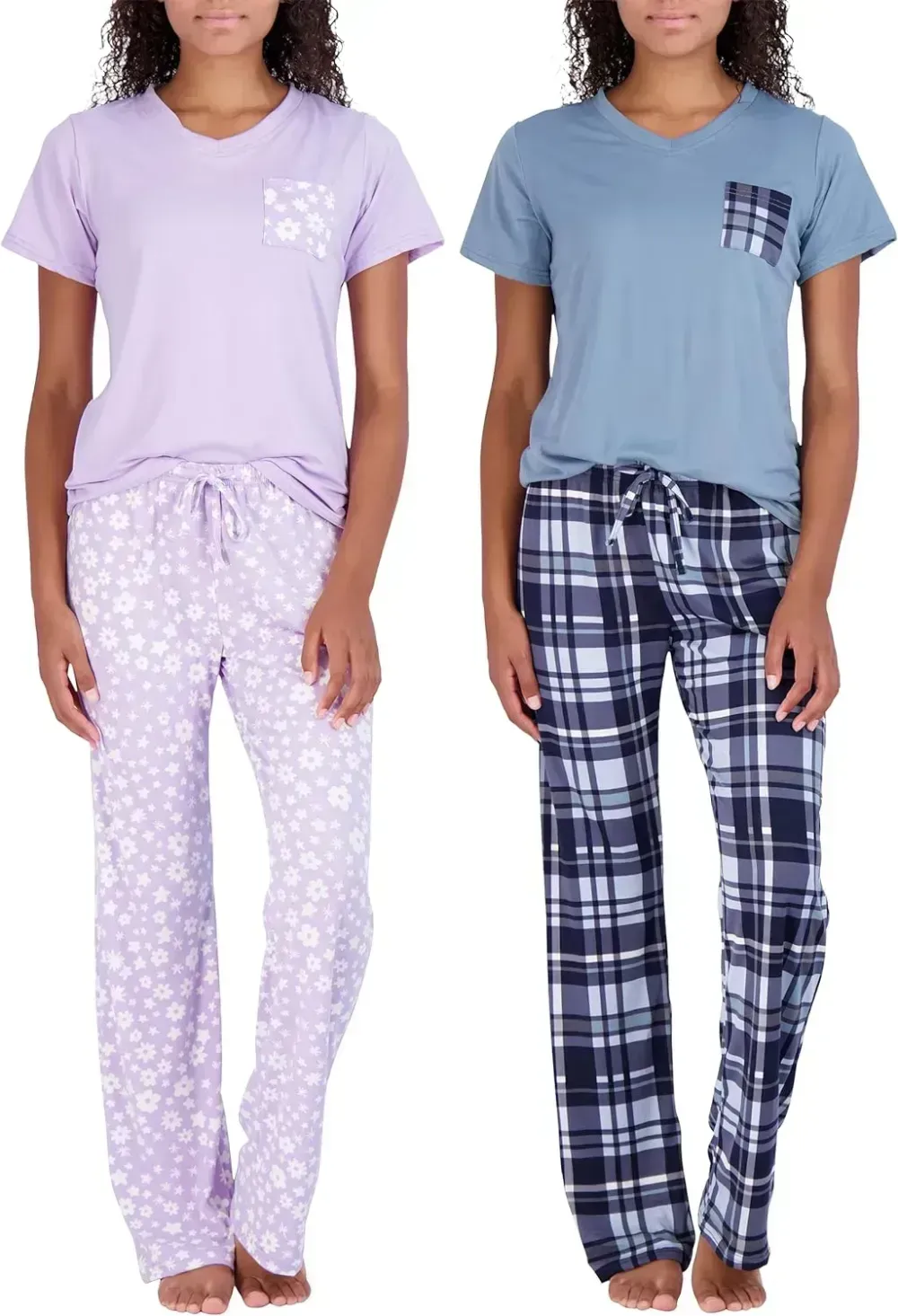2 Pack: Women’s Pajama Set Super-Soft Short & Long Sleeve Top With Pants (Available In Plus Size)
