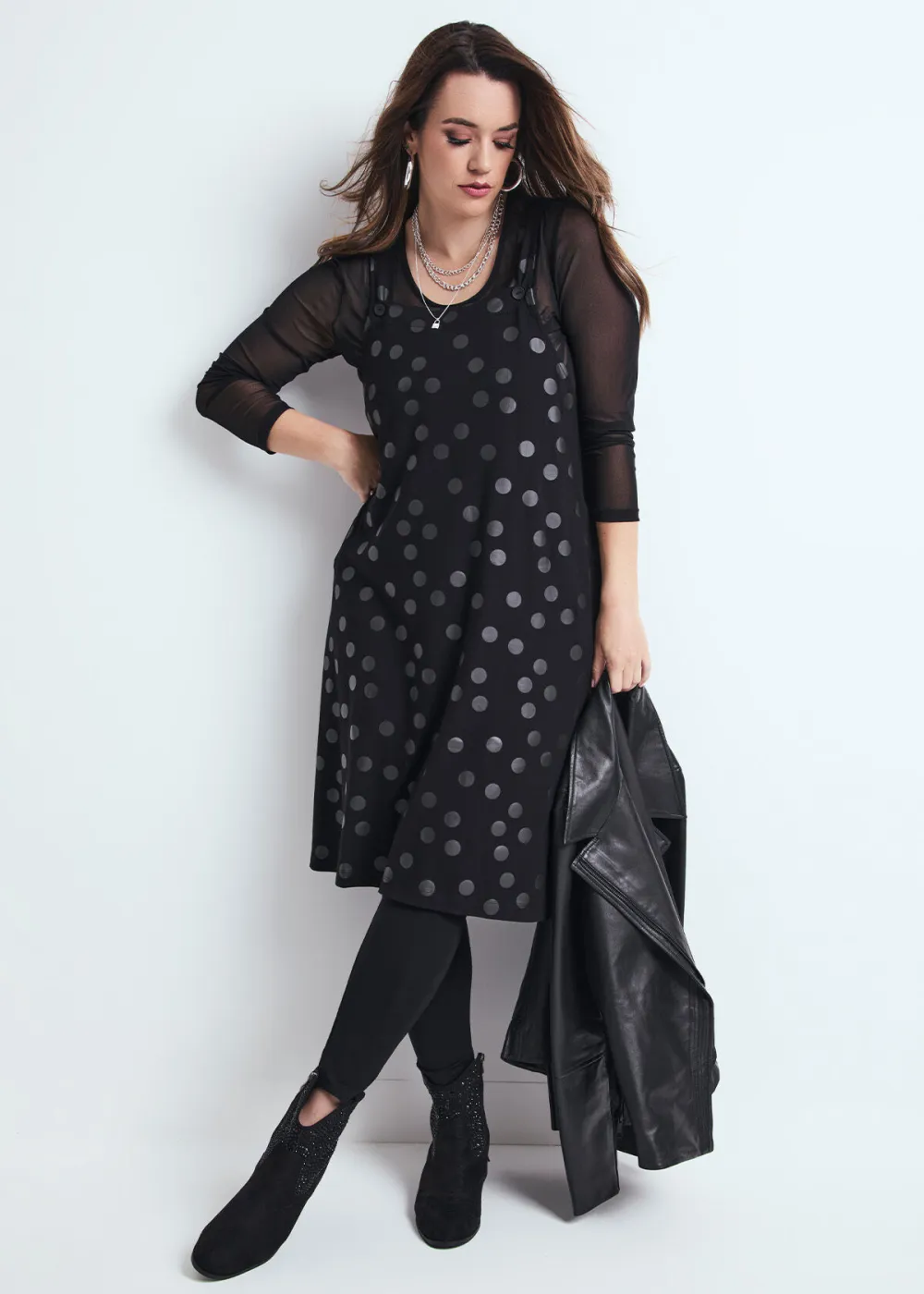 Natural Spot Pinafore Dress