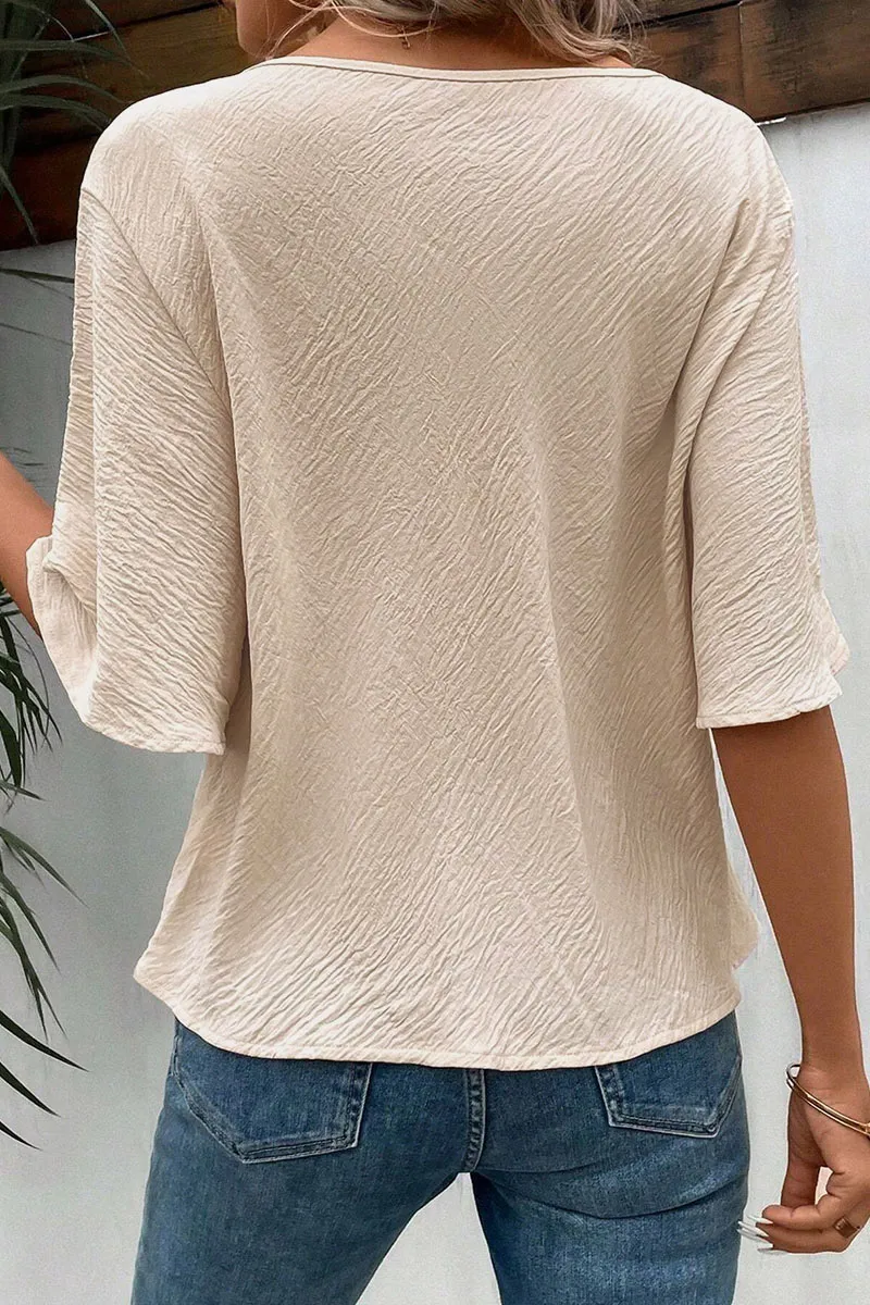 Solid Textured Cowl Neck Blouse