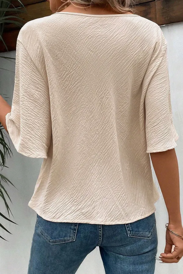 Solid Textured Cowl Neck Blouse