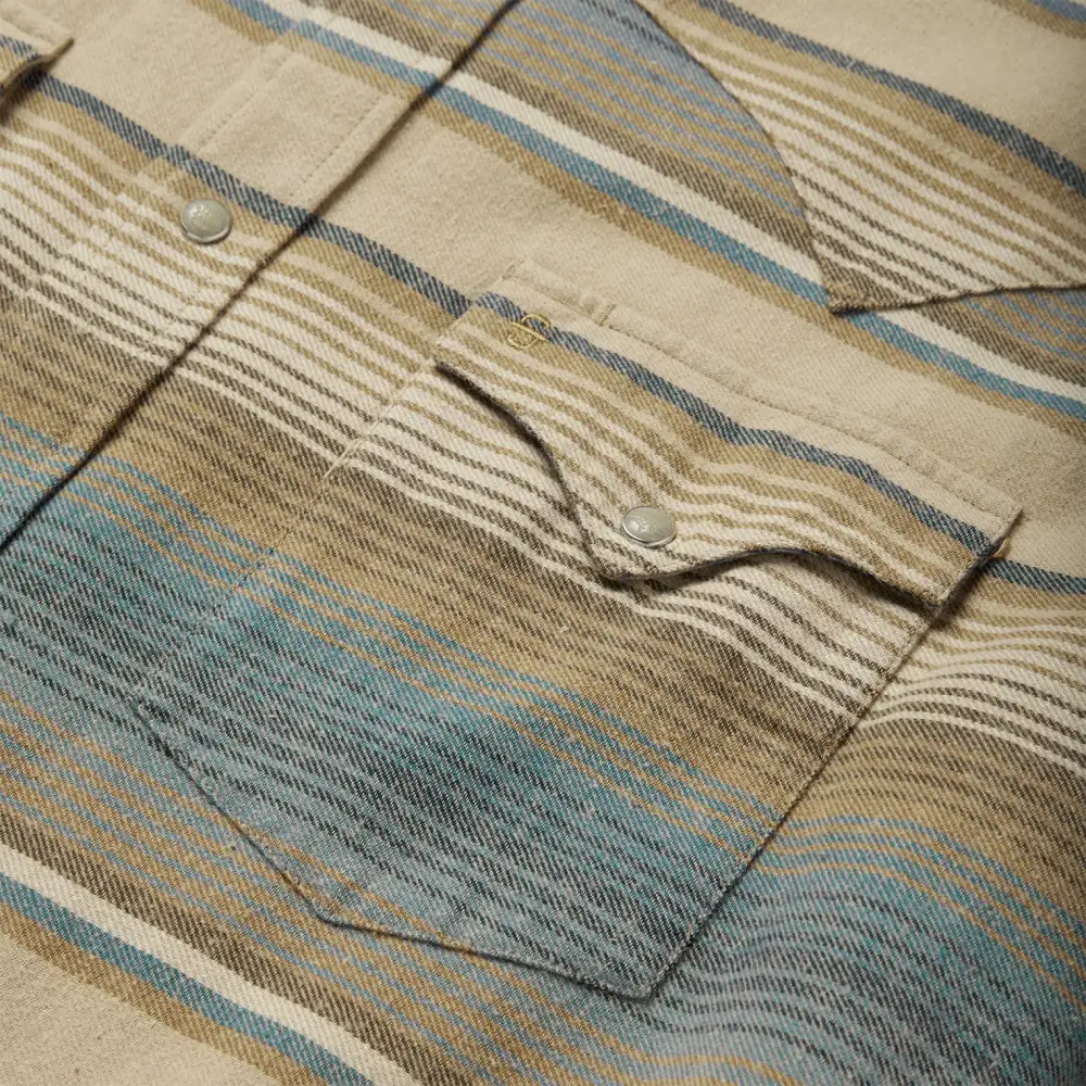 Blue Stripe Flannel Western Shirt