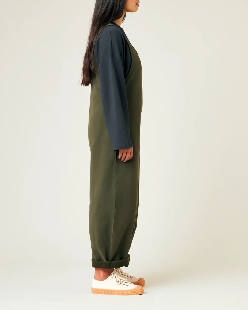 ORGANIC COTTON JERSEY JUMPSUIT - OLIVE