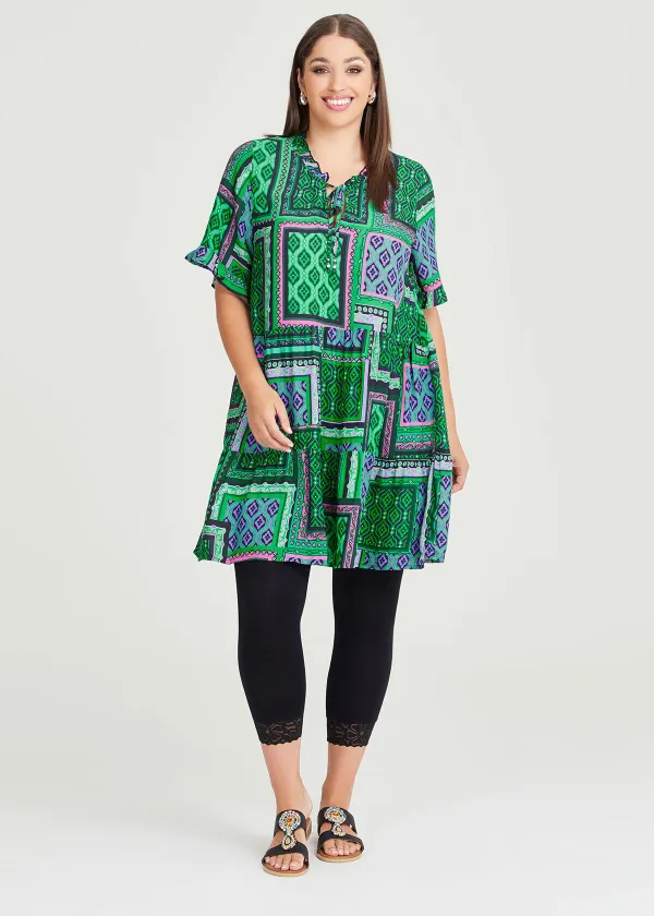 Tile Print Natural Tier Tunic