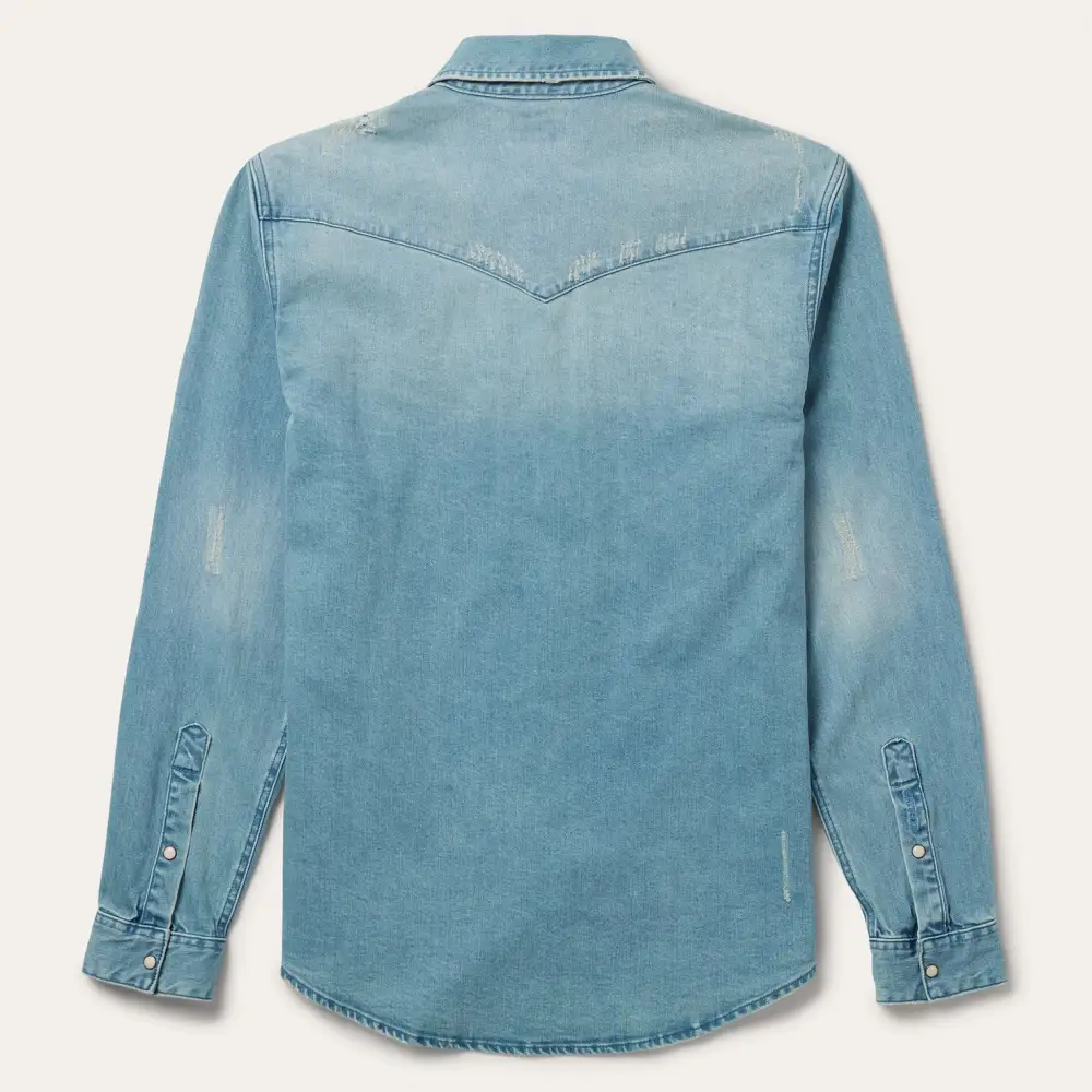 Distressed Denim Western Shirt