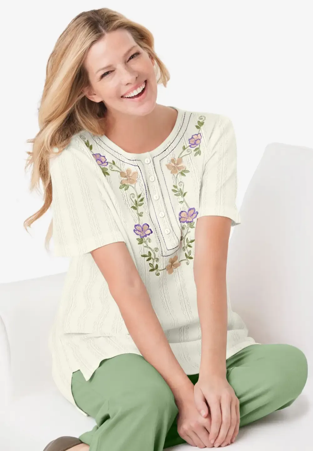 7-Day Embroidered Pointelle Tunic