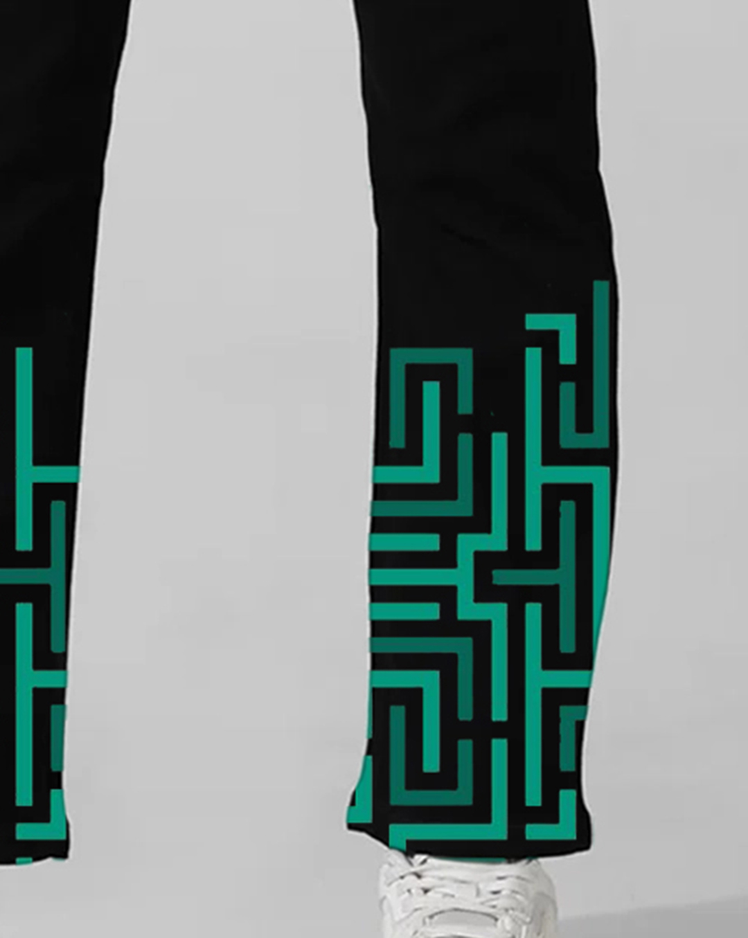 Black High Rise Flared Maze Print Jeans