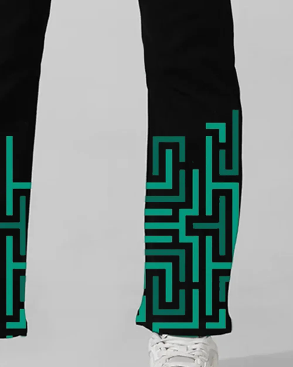 Black High Rise Flared Maze Print Jeans