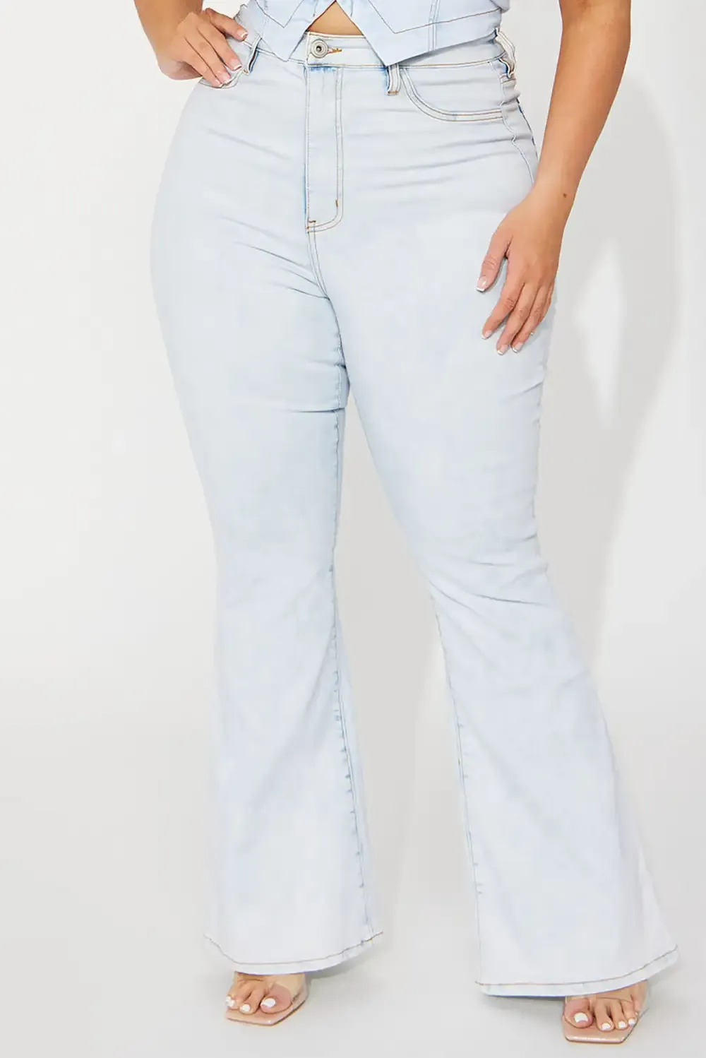 Walk The Walk High Rise Flare Jeans - Bleach Blue Wash