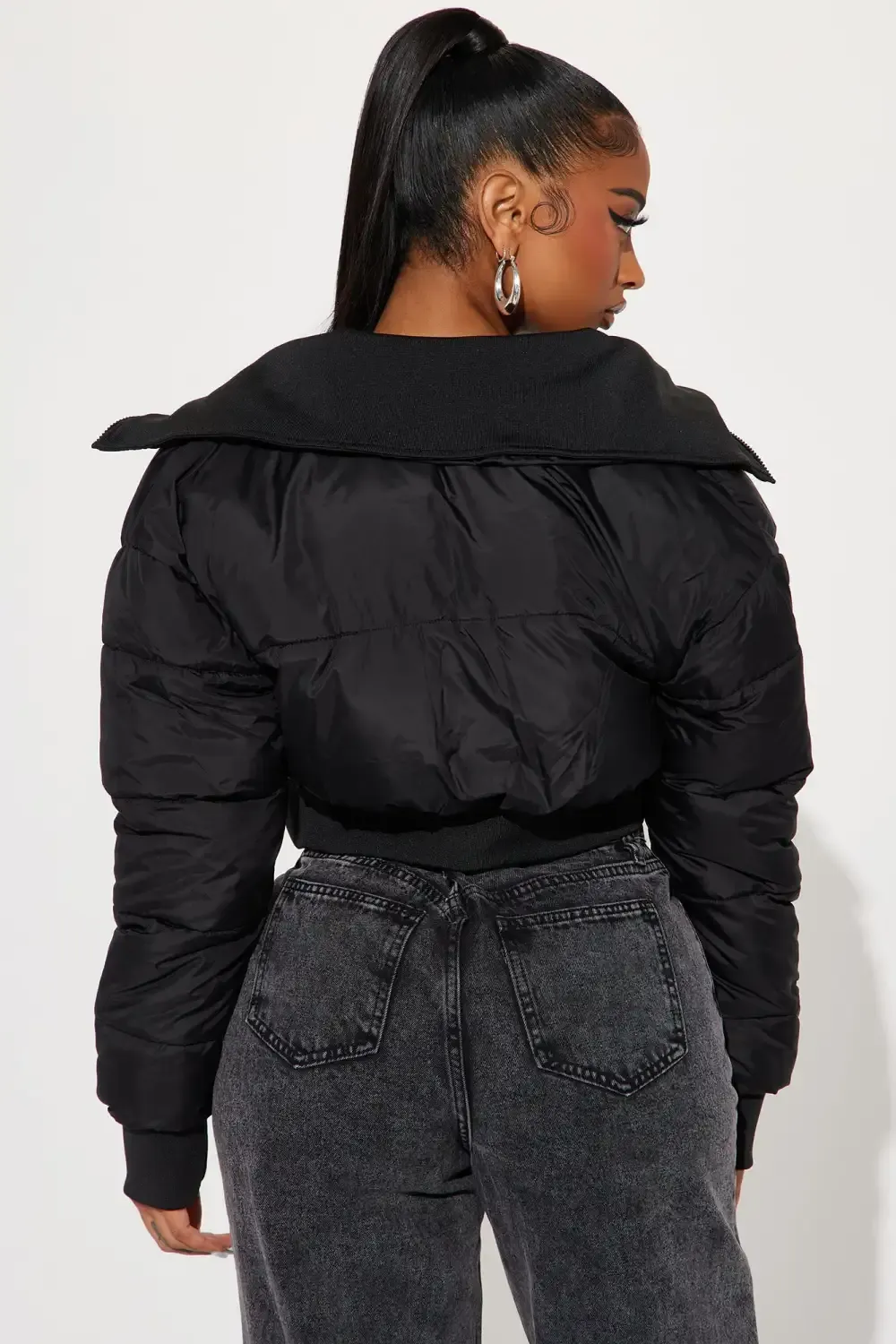 One Wish Only Puffer Jacket - Black