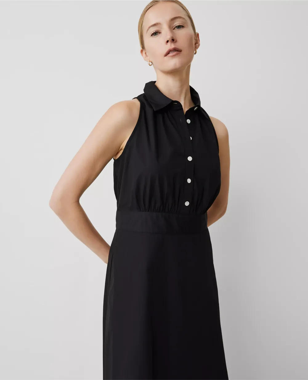 Sleeveless Flare Shirtdress