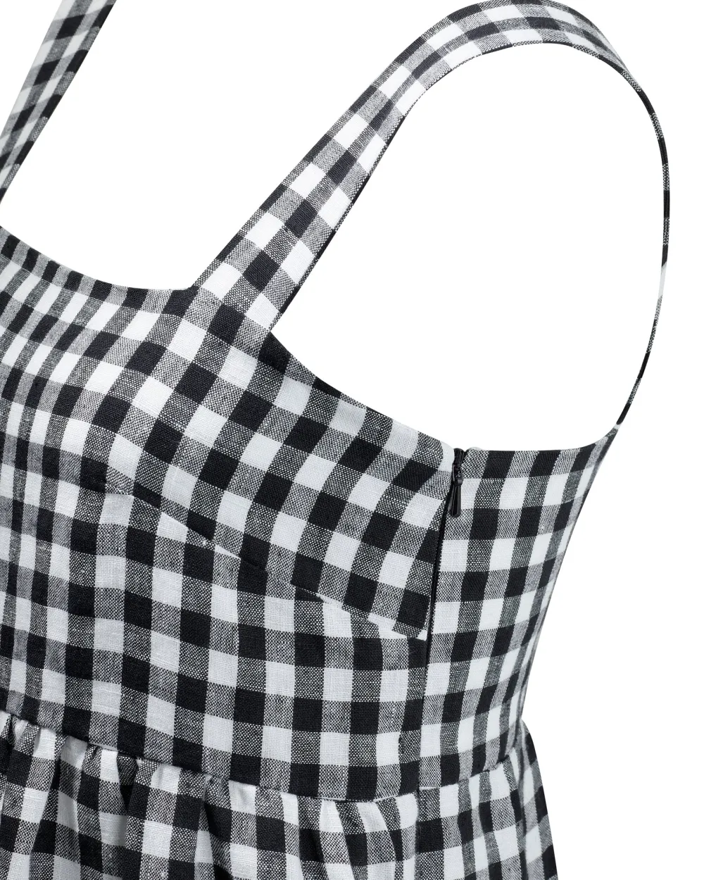BLACK & WHITE GINGHAM LINEN JUMPSUIT