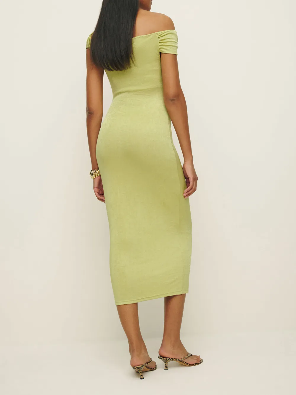 Asymmetric Neck Knit Midi Dress