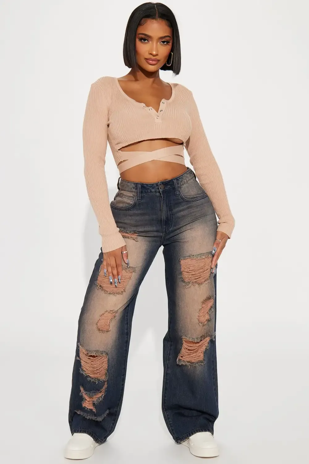 The Dalston Ripped Tinted Non Stretch Jeans - Dark Brown