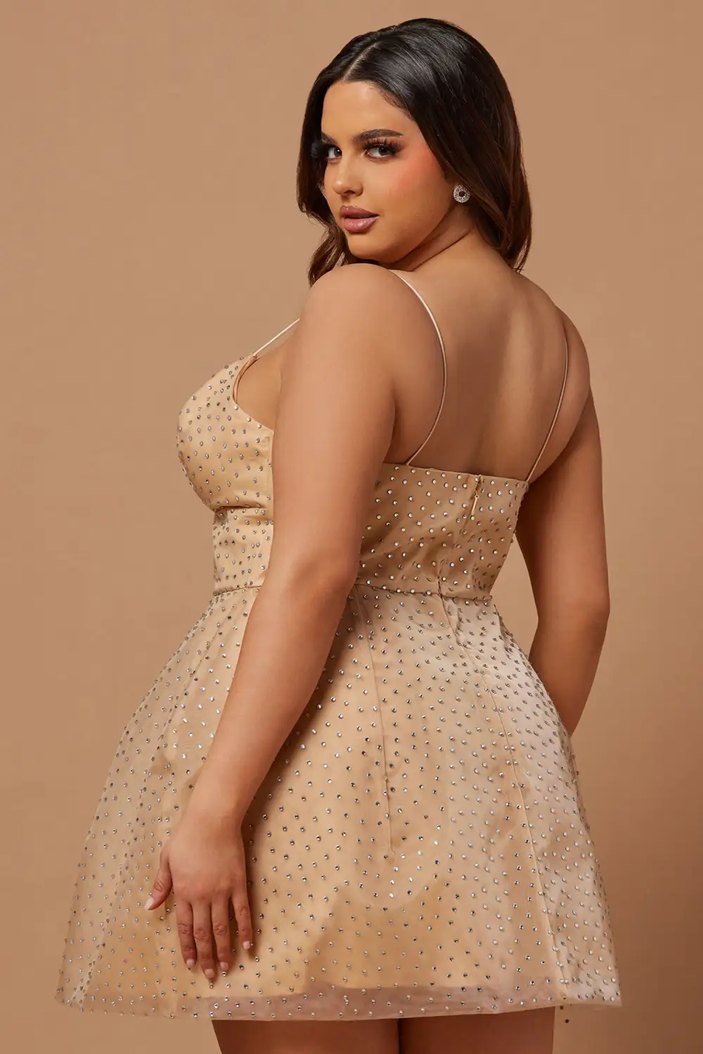 Giselle Embellished Mini Dress - Nude