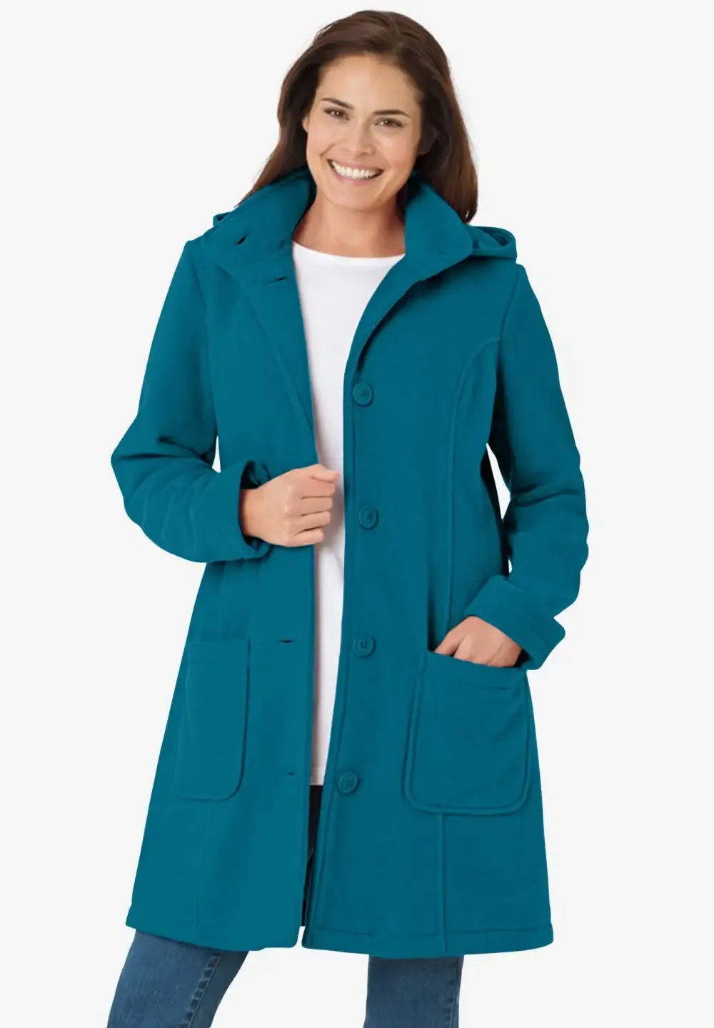 Hooded A-Line Fleece Coat
