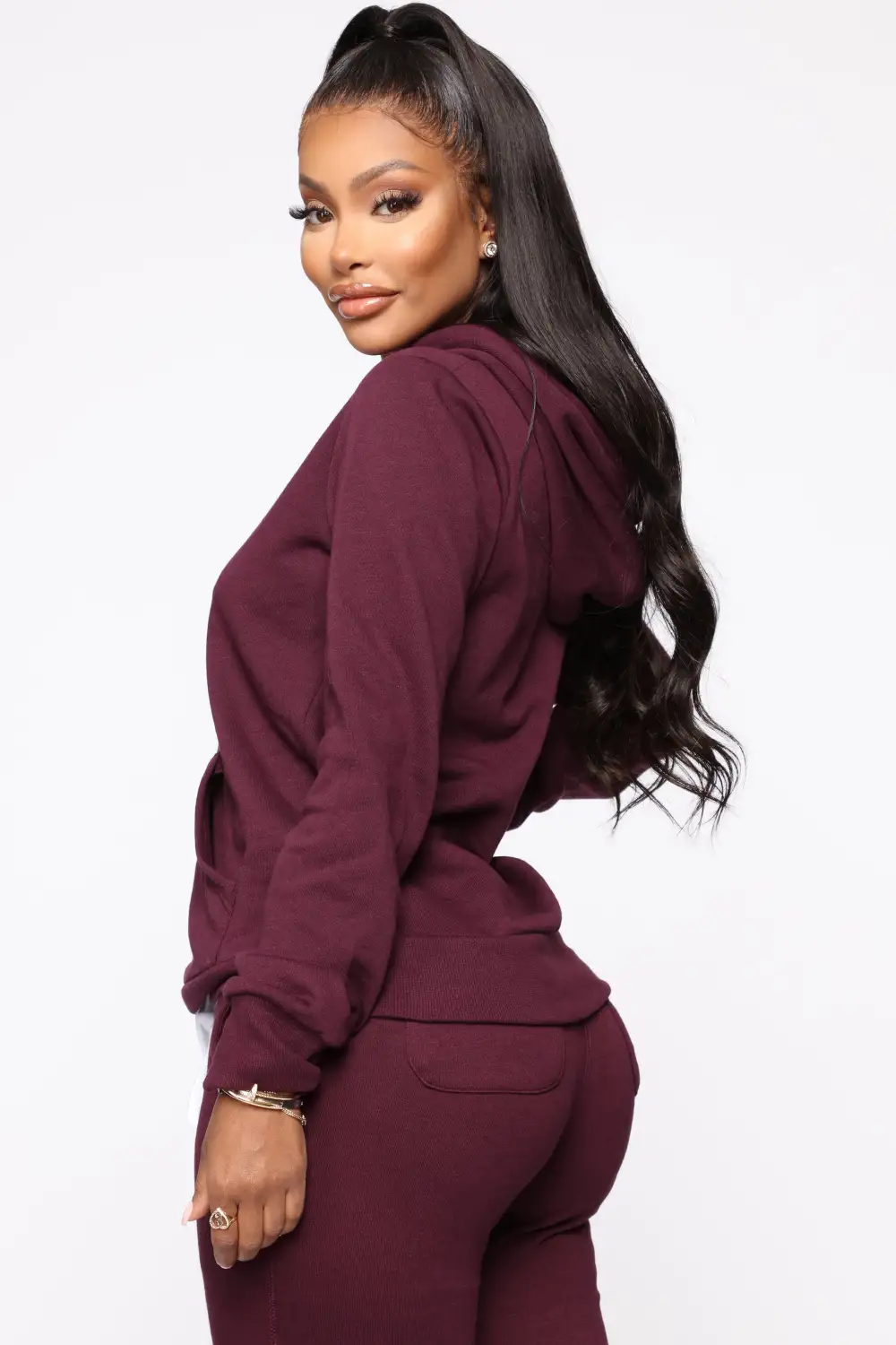Relaxed Vibe Solid Hoodie - Plum