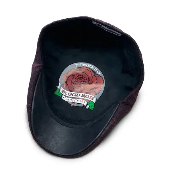 The Blood Rose Peaky Boston Scally Cap - Maroon Plaid