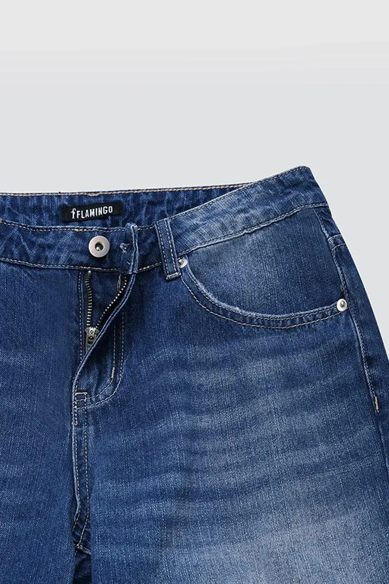 Wash High Stretch Low Waist Straight Leg Jeans