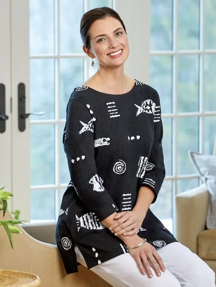 M.MAC Rock Fish Cotton Knit Scoop-Neck Tunic